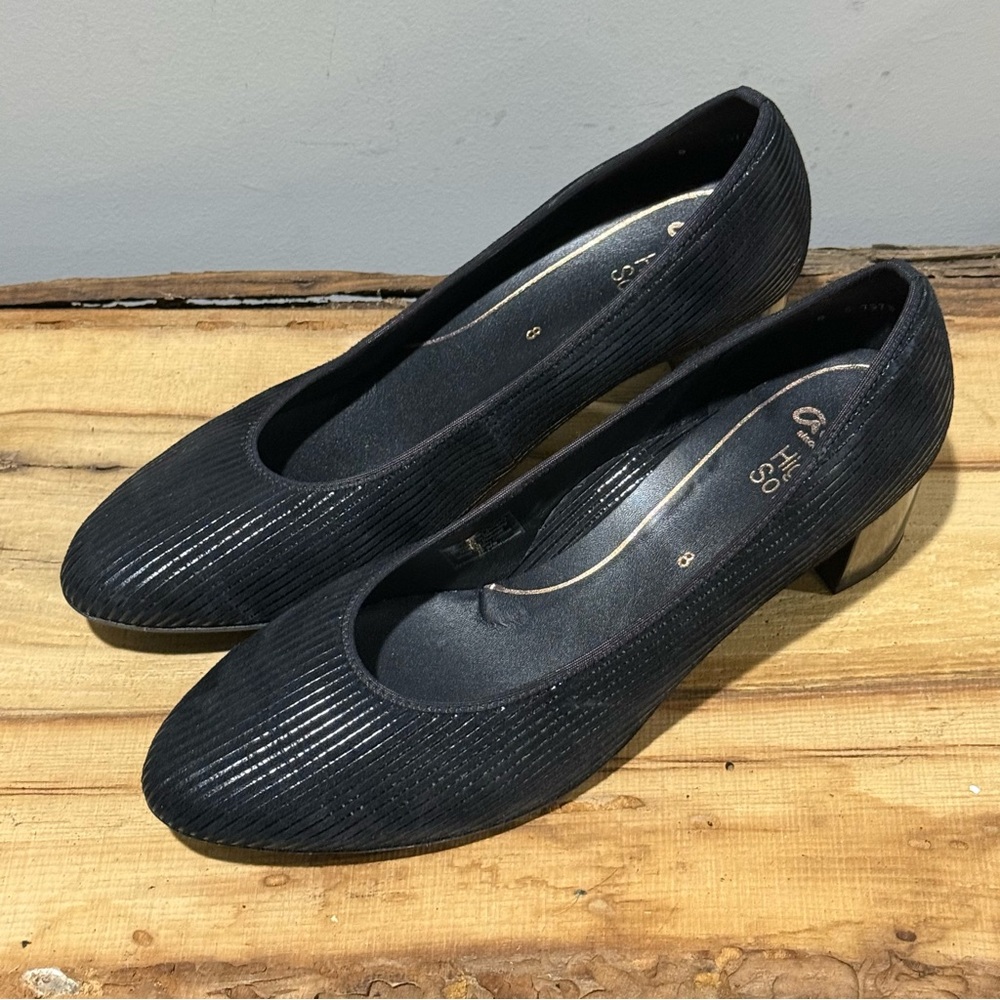 NEW ARA Kendall pumps in Black Striped Leather Size 8 A17 - Picture 4 of 13